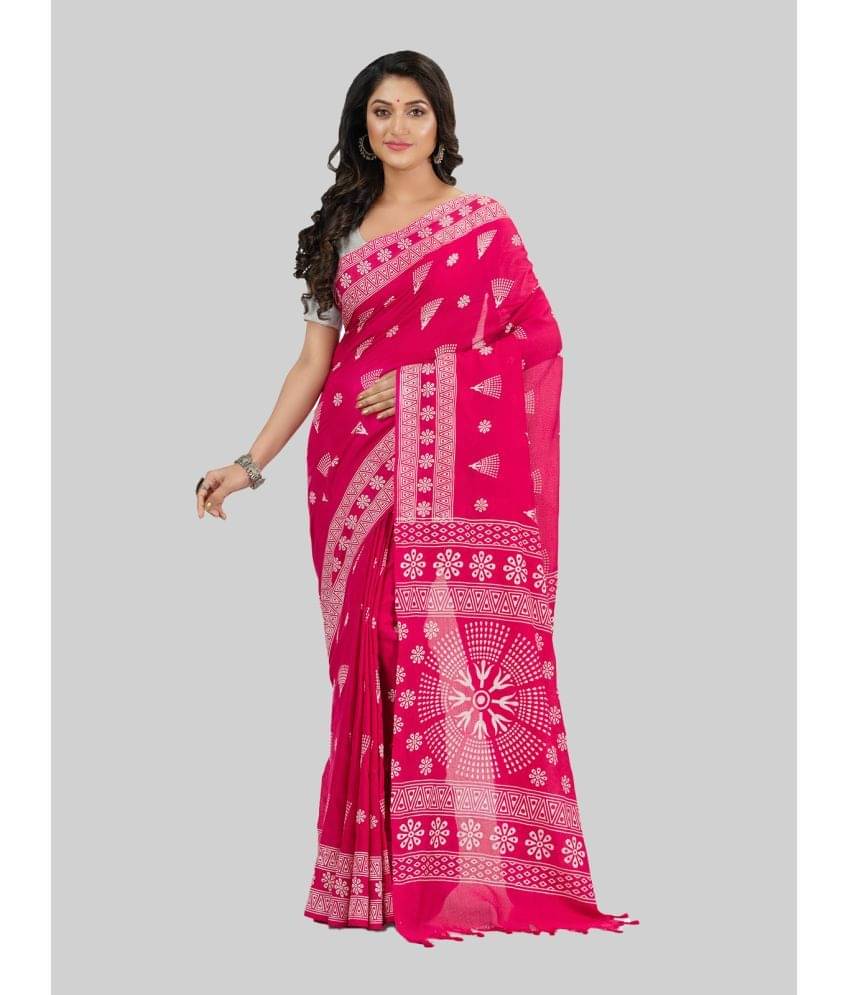 Desh Bidesh Cotton Self Design Saree With Unstitched Blouse Piece ( Pink ) Desh Bidesh Cotton Self Design Saree With Unstitched Blouse Piece ( Pink )