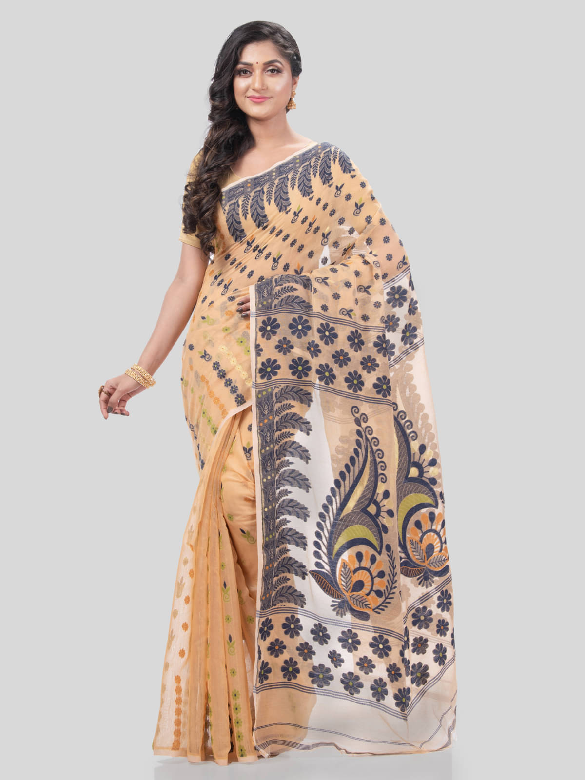 Desh Bidesh Cotton Self Design Saree Without Blouse Piece ( Fluorescent Orange )     			Desh Bidesh Cotton Self Design Saree Without Blouse Piece ( Fluorescent Orange )