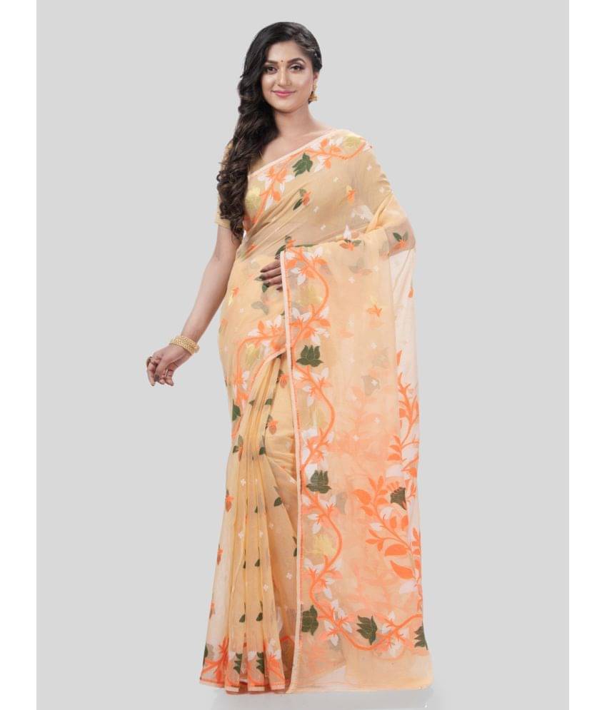     			Desh Bidesh Cotton Self Design Saree Without Blouse Piece ( Peach )
