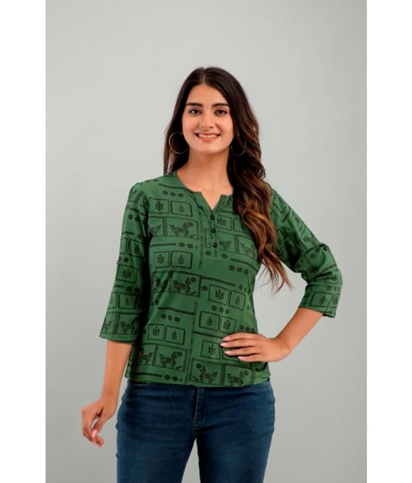 FabbibaPrints Women's Rayon Regular Top ( Green )