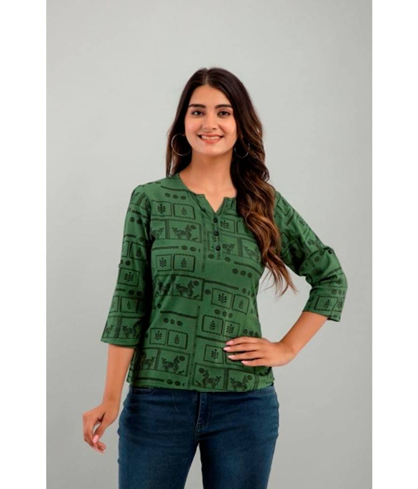 FabbibaPrints Women's Rayon Regular Top ( Green ) FabbibaPrints Women's Rayon Regular Top ( Green )