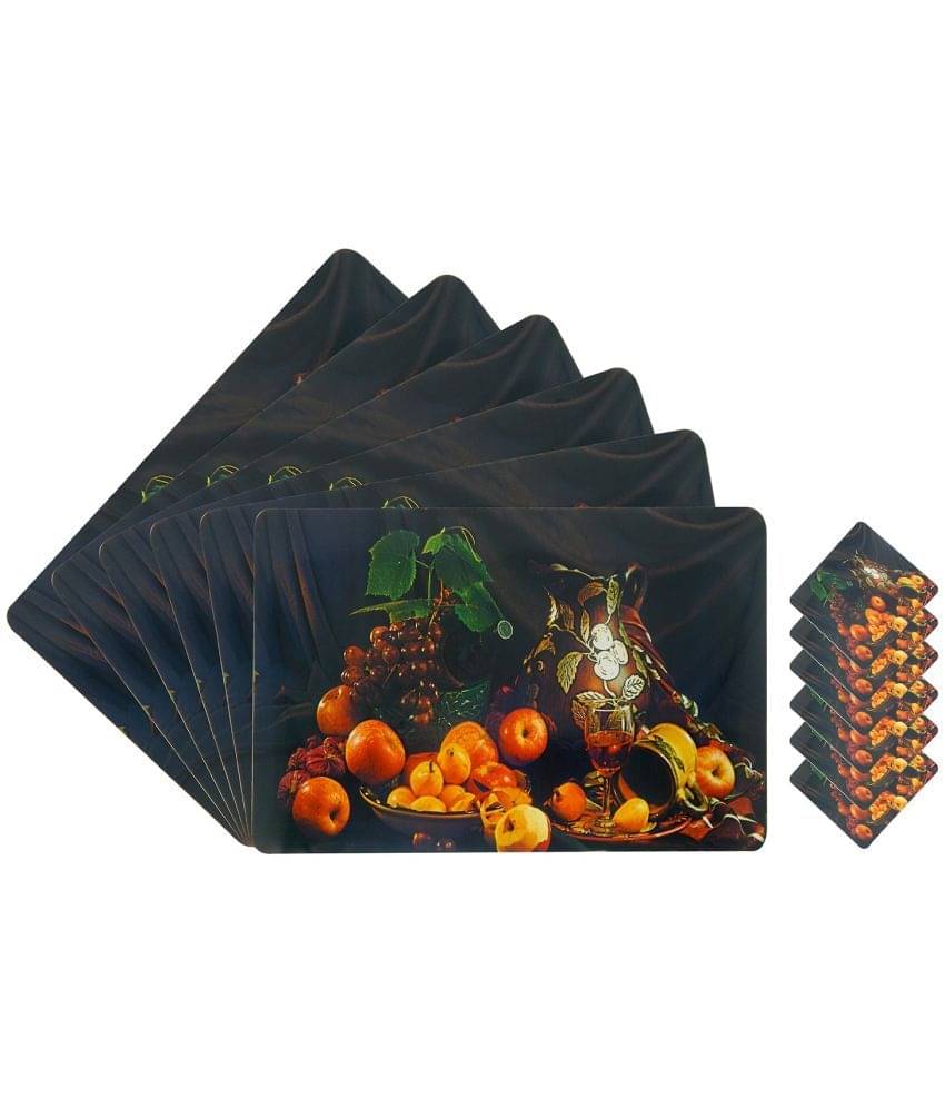     			PVC Graphic Rectangle Table Mats & Coasters ( 44 cm x 29 cm ) Pack of 12 - Black