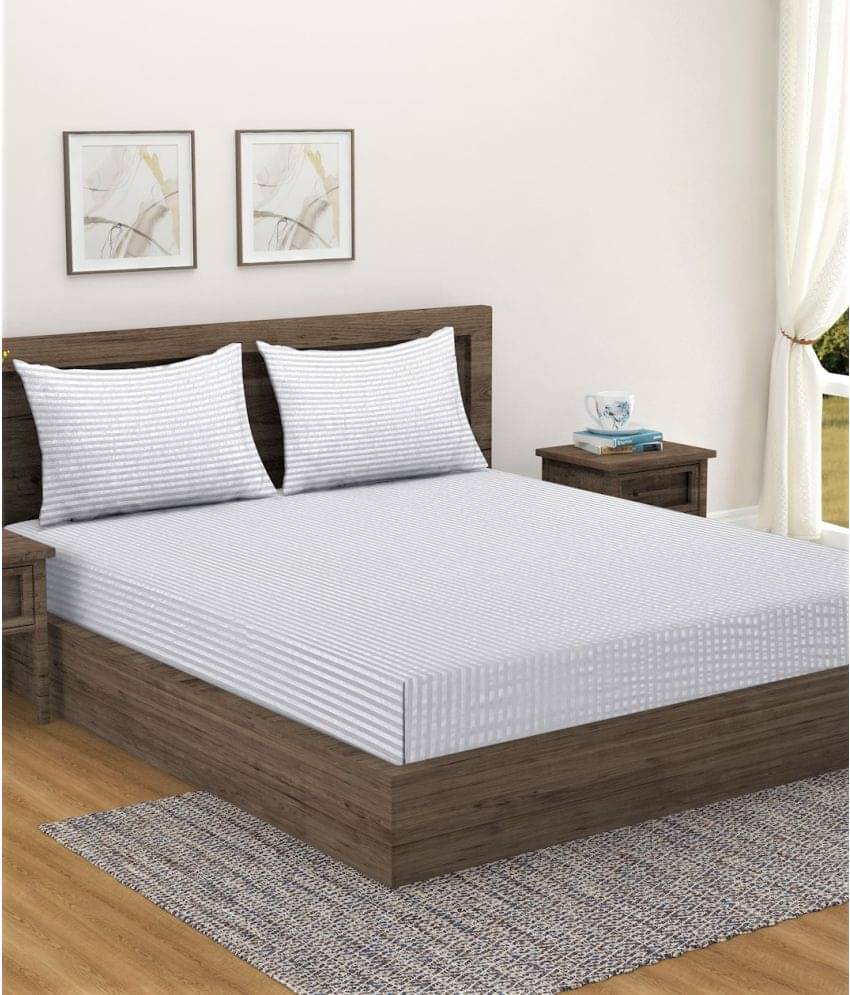     			Home Sizzler Cotton Double Bedsheet ( White )