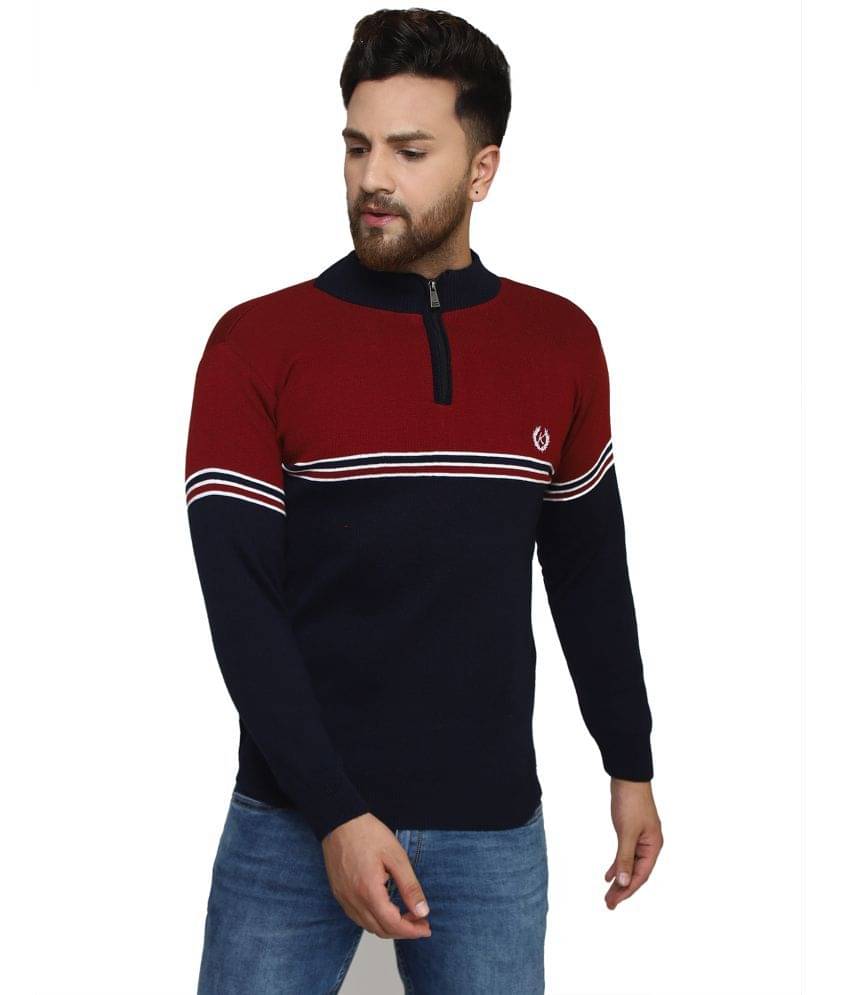     			Kvetoo Acrylic High Neck Men's Full Sleeves Pullover Sweater - Navy Blue ( Pack of 1 )