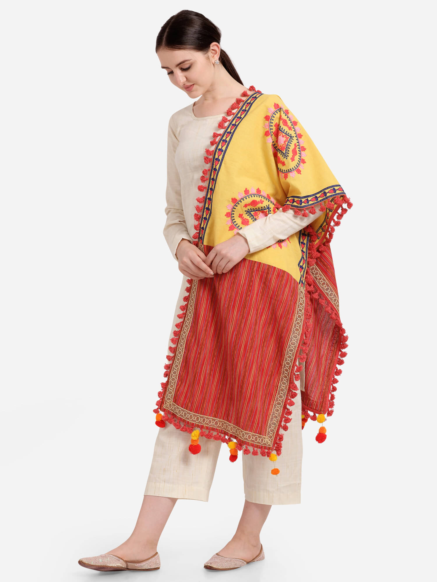 MESMORA - Yellow Cotton Women's Dupatta - ( Pack of 1 )     			MESMORA - Yellow Cotton Women's Dupatta - ( Pack of 1 )