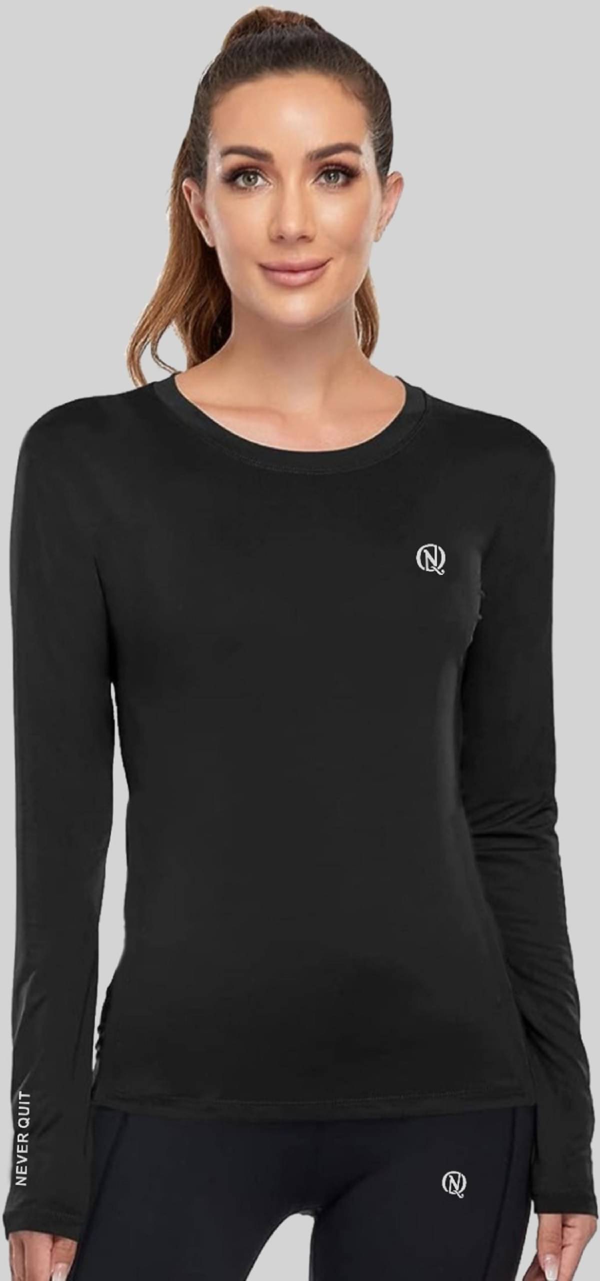     			NEVER QUIT Black Polyester Compression - Single