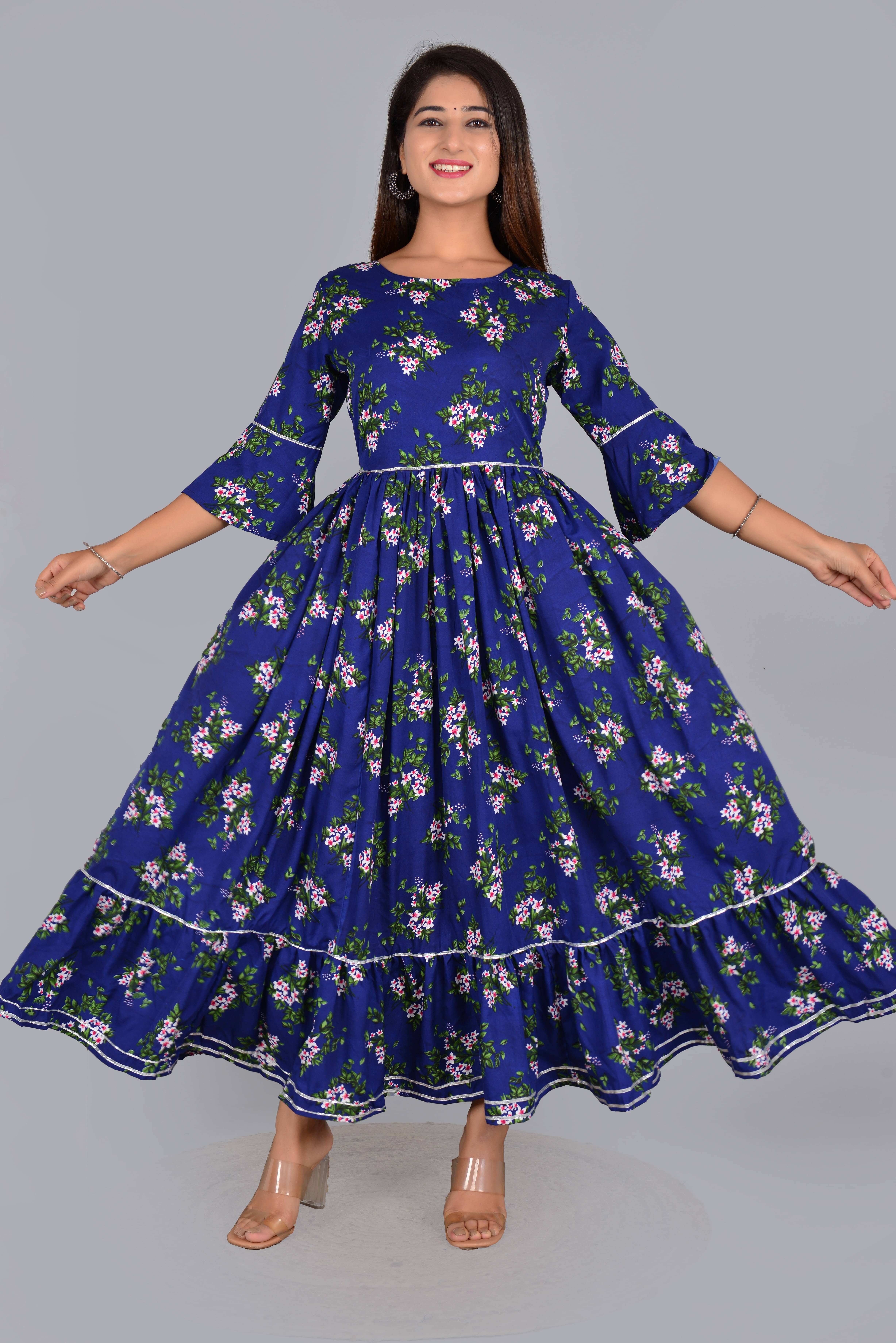     			SIPET Rayon Printed Anarkali Women's Kurti - Blue ( Pack of 1 )