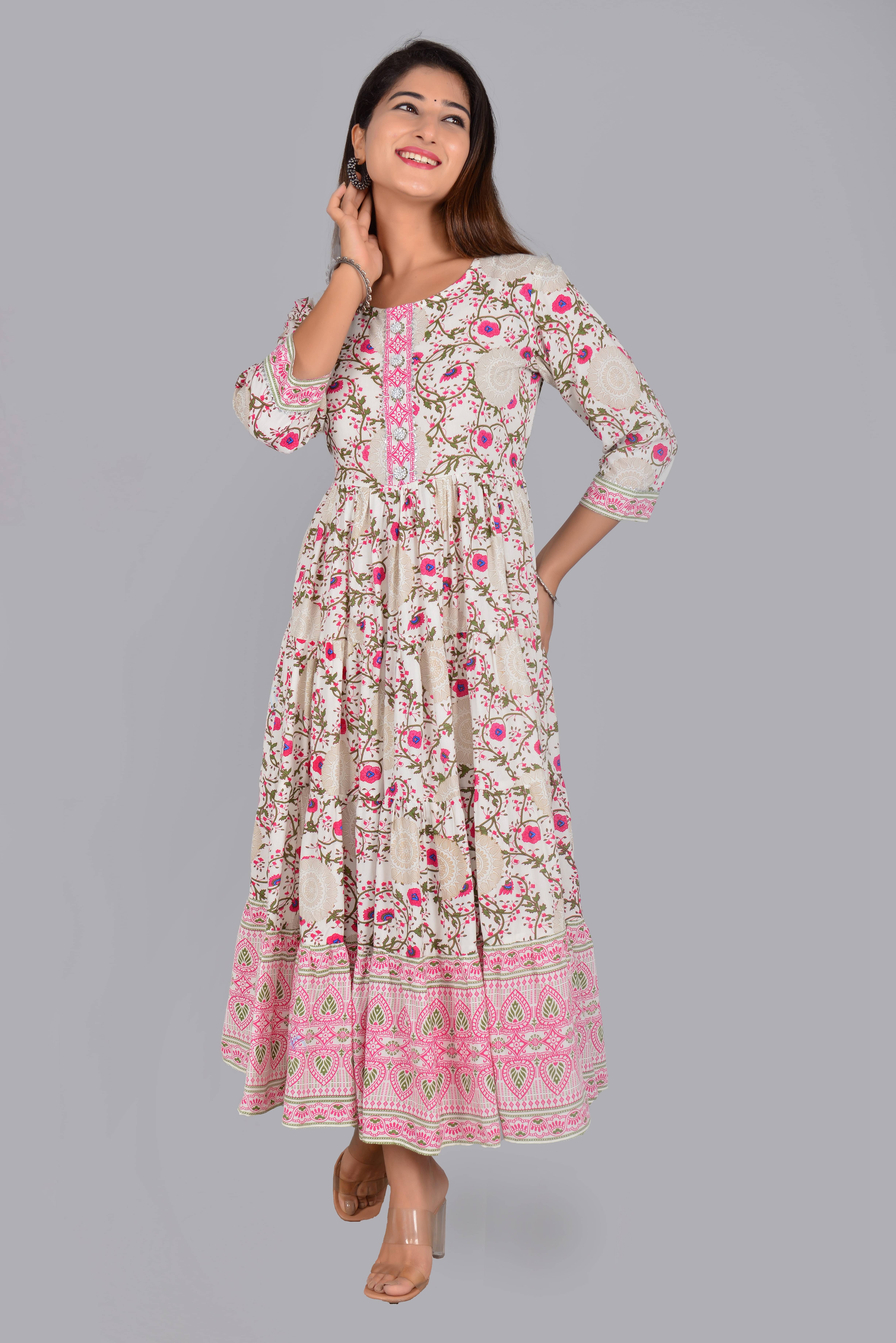     			SIPET Rayon Printed Anarkali Women's Kurti - Pink ( Pack of 1 )