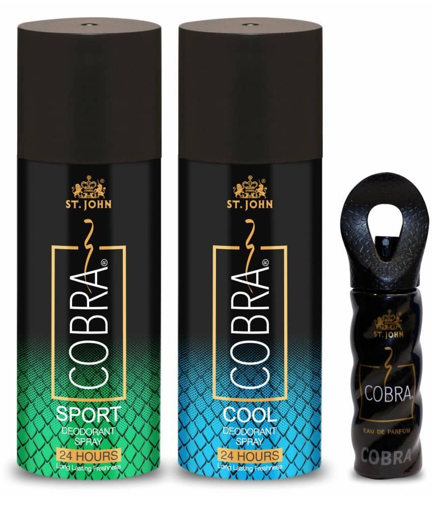 ST.JOHN Cobra Sport ,Live 150ml & Cobra 15ml Deodorant Spray & Perfume for Men (315ml) - Pack of 3