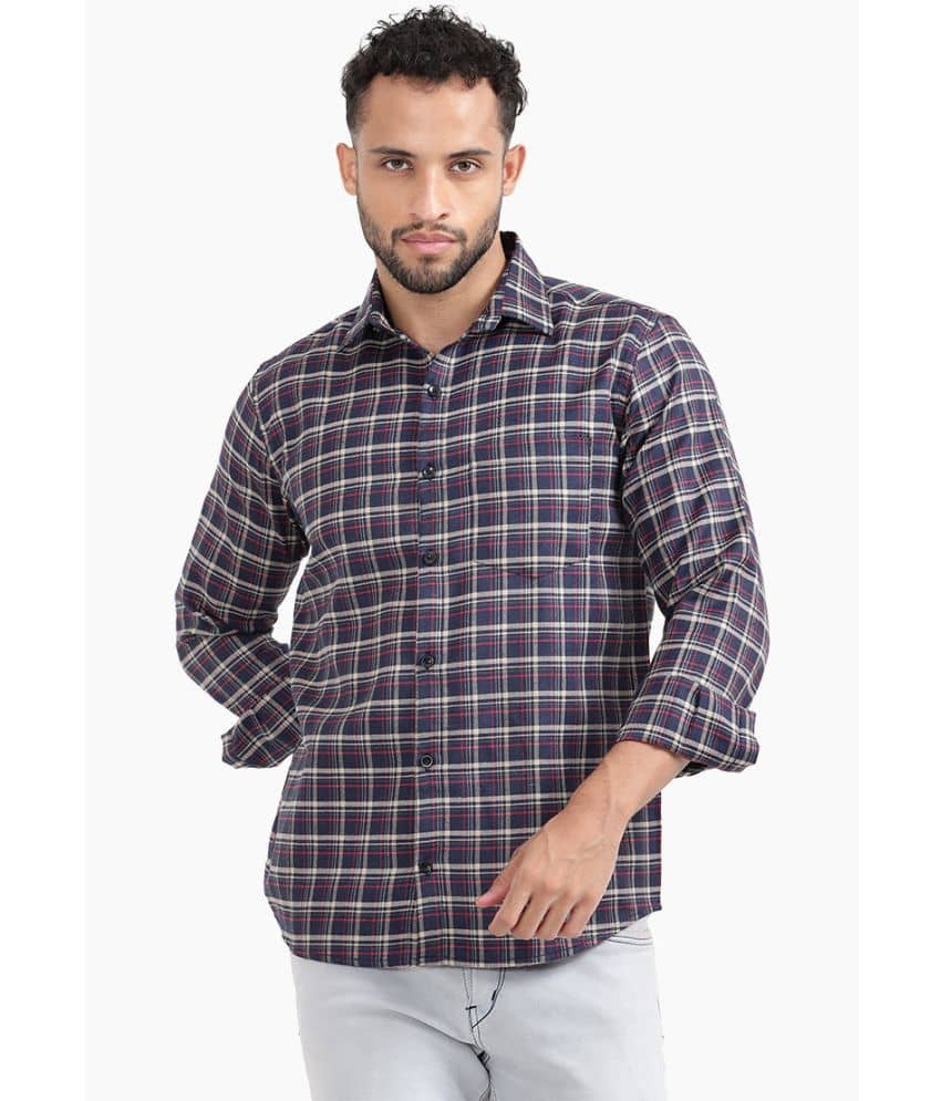 TrendiVastra Cotton Blend Slim Fit Checks Full Sleeves Men's Casual Shirt - White ( Pack of 1 )