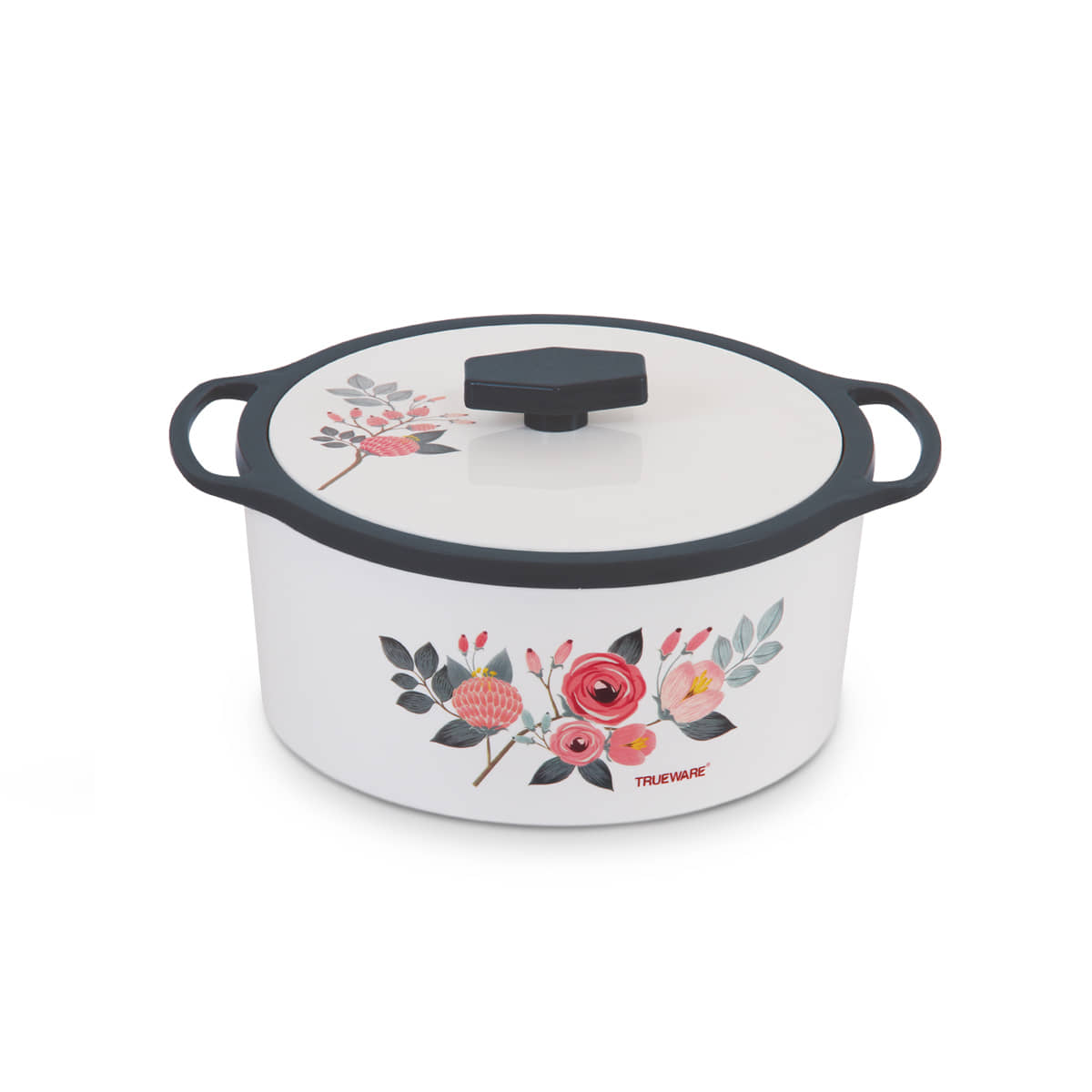 Trueware Florra Inner Steel Blue Plastic Thermoware Casserole ( Set of 1 , 1500 mL )