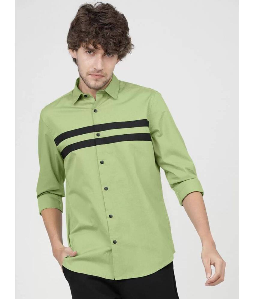     			VERTUSY Cotton Blend Regular Fit Striped Full Sleeves Men's Casual Shirt - Lime Green ( Pack of 1 )
