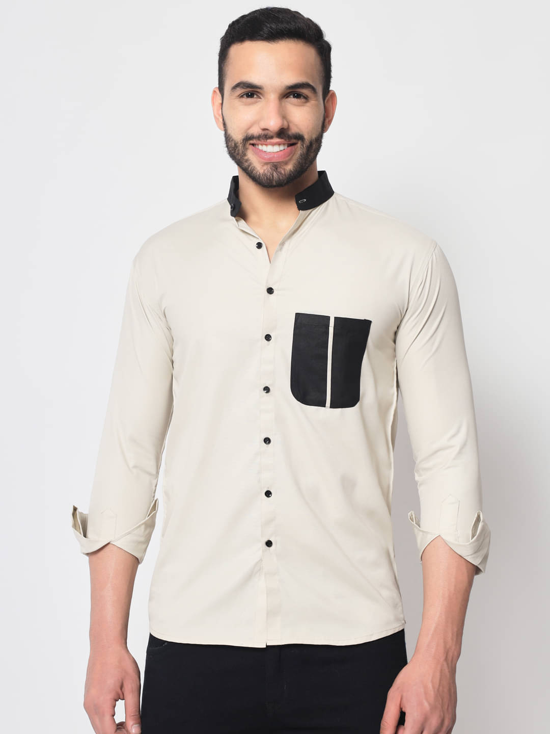     			VERTUSY Cotton Blend Regular Fit Colorblock Full Sleeves Men's Casual Shirt - Beige ( Pack of 1 )