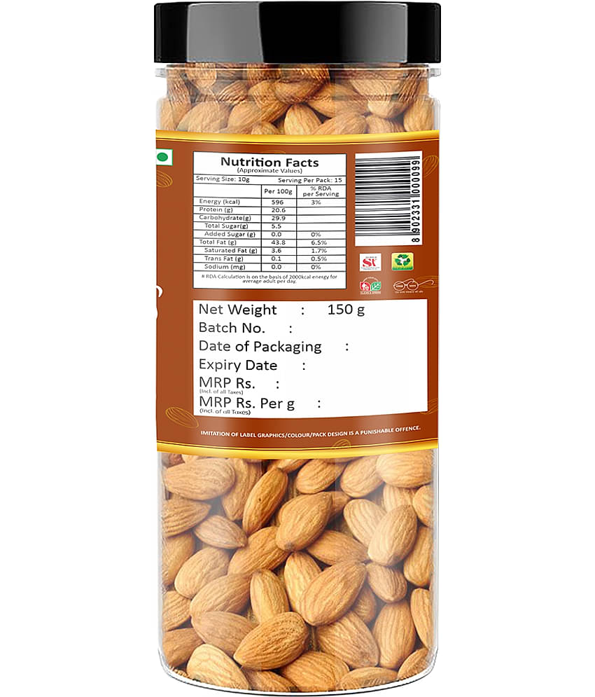 YUM YUM Premium California Almond Badam 150g Almonds (150 g)