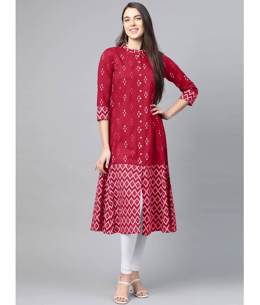 Yash Gallery Cotton Printed A-line Women's Kurti - Red ( Pack of 1 ) - Kurtis, Tunics | Buy online on ZillyBuy