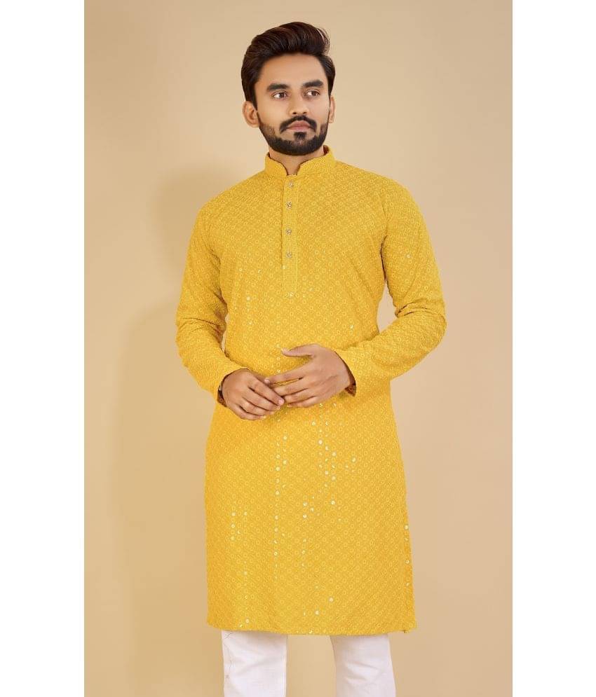     			Balaji's - Yellow Cotton Men's Regular Kurta ( Pack of 1 )
