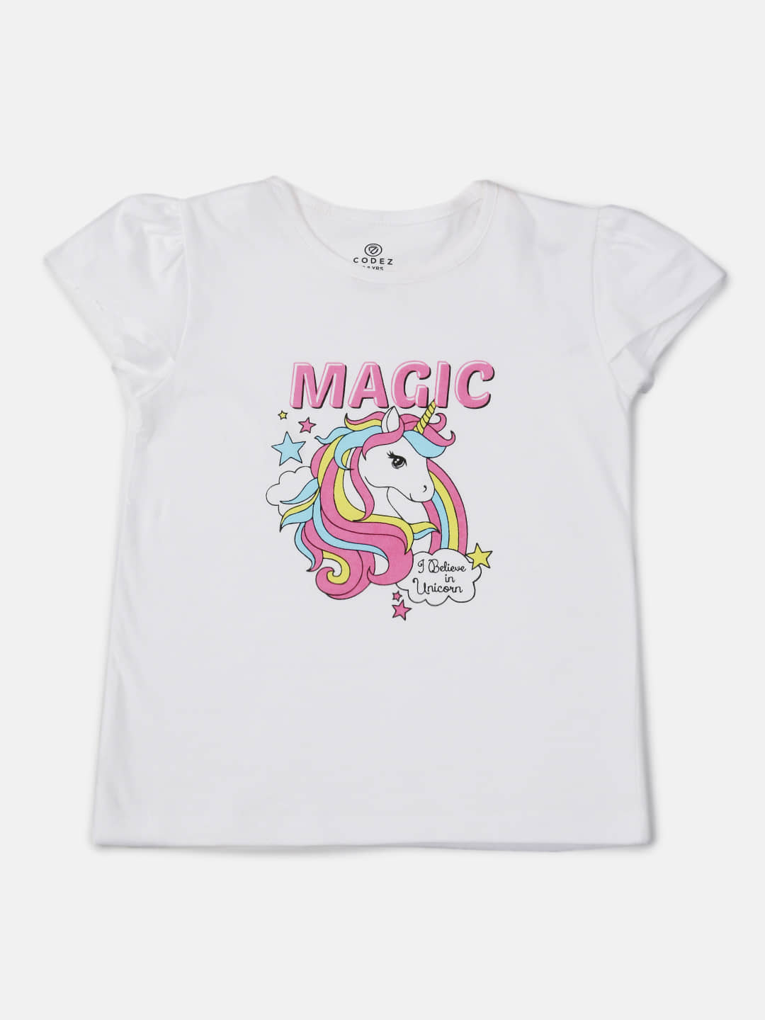 CODEZ Pack of 1 Girls Cotton Blend T-Shirt ( White )