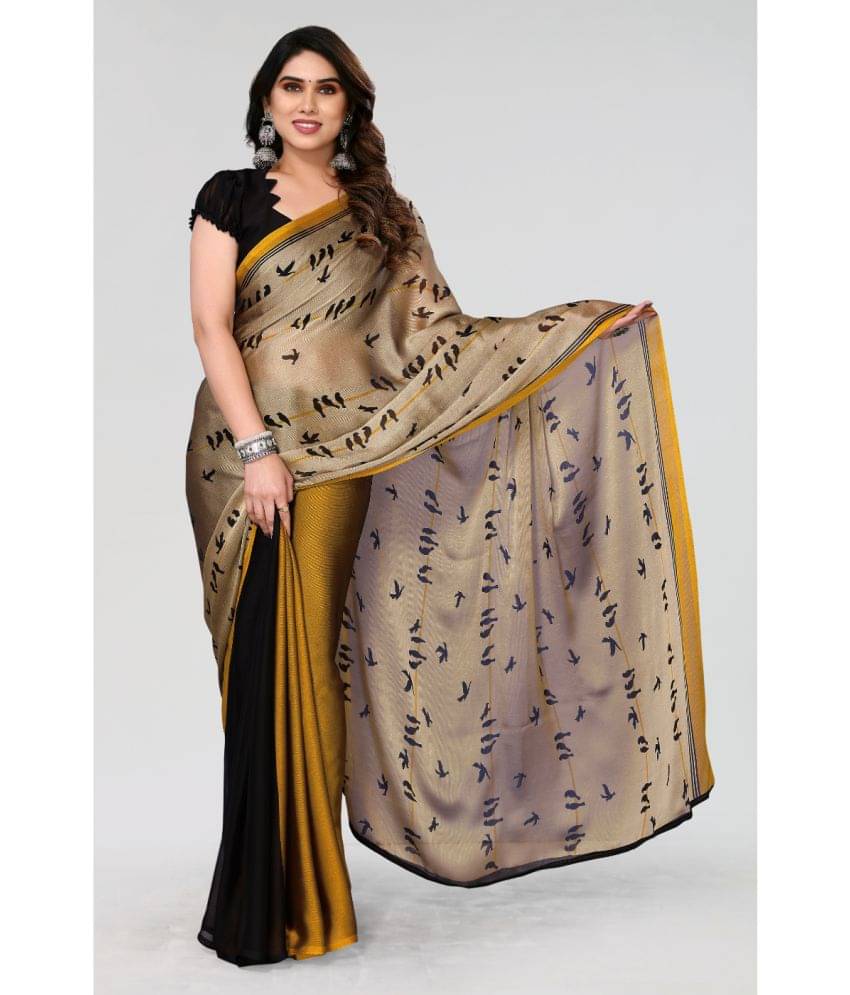 FABMORA Chiffon Printed Saree With Unstitched Blouse Piece ( Beige ) FABMORA Chiffon Printed Saree With Unstitched Blouse Piece ( Beige )