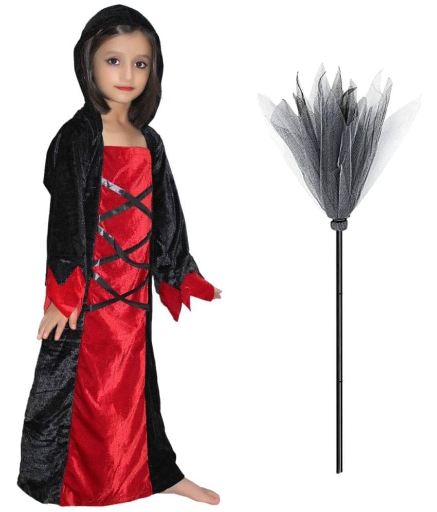 Kaku Fancy Dresses Halloween Witch Costume With Broomstick For Girls | Scary Halloween Dress For Boys & Girls | Wizard Costumes Horror Dress for Kids | Roleplay, Cosplay & Carnival - 3-4 Years Kaku Fancy Dresses Halloween Witch Costume With Broomstick For Girls | Scary Halloween Dress For Boys & Girls | Wizard Costumes Horror Dress for Kids | Roleplay, Cosplay & Carnival - 3-4 Years