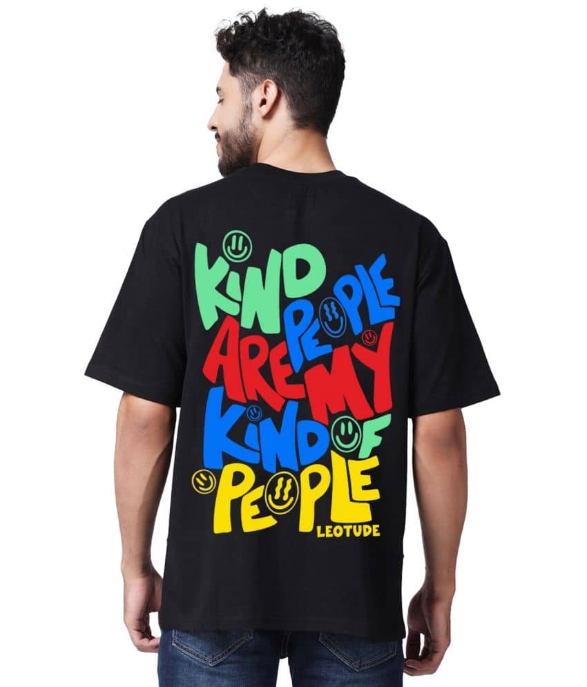 Leotude Pack of 1 Cotton Blend Oversized Fit Men's T-Shirt ( Black )