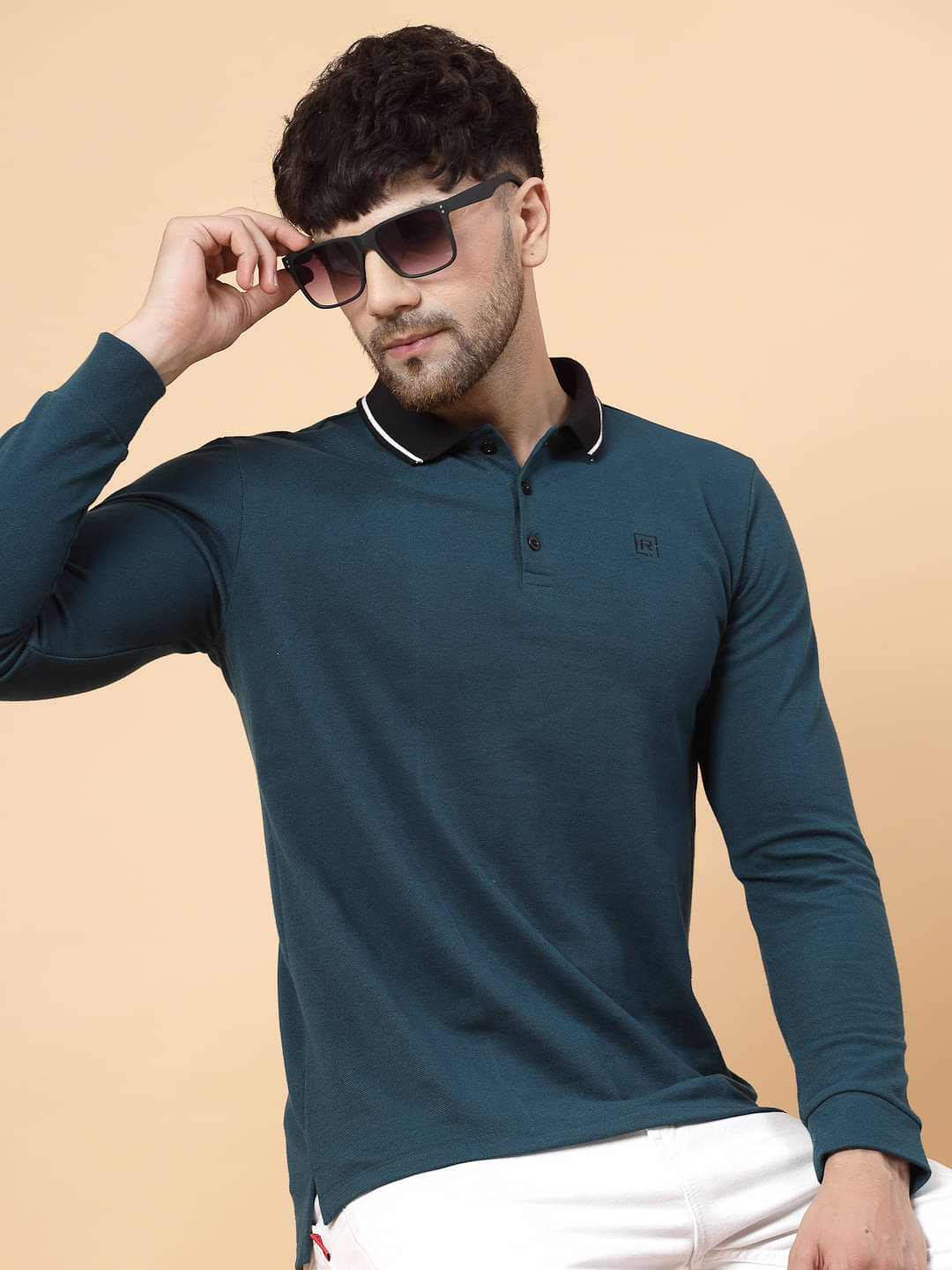     			Rigo Pack of 1 Cotton Slim Fit Solid Full Sleeves Men's Polo T Shirt ( Green )