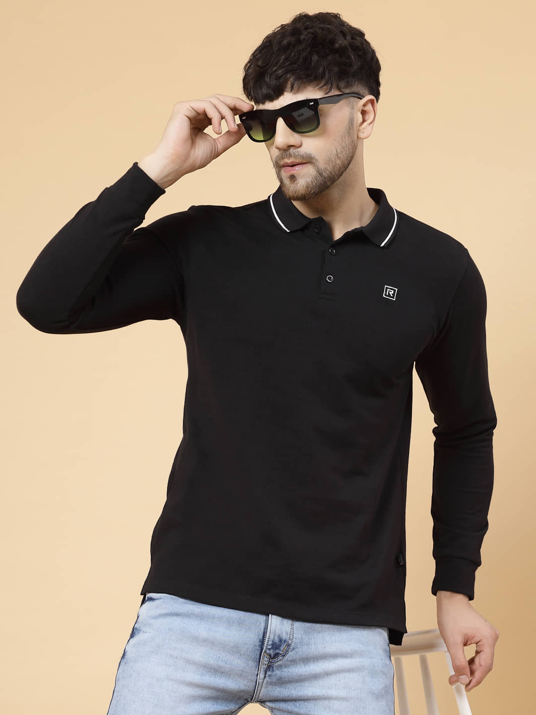 Rigo Pack of 1 Cotton Slim Fit Solid Full Sleeves Men's Polo T Shirt ( Wine )