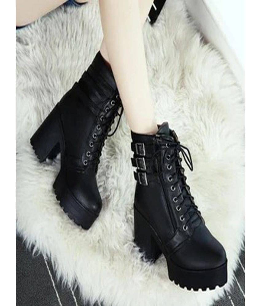     			Shoetopia Black Women's Ankle Length Boots