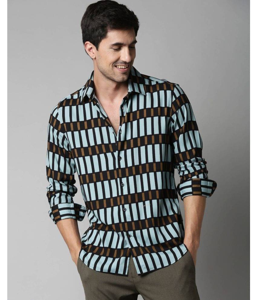 VERTUSY Cotton Blend Regular Fit Printed Full Sleeves Men's Casual Shirt - Blue ( Pack of 1 )     			VERTUSY Cotton Blend Regular Fit Printed Full Sleeves Men's Casual Shirt - Blue ( Pack of 1 )