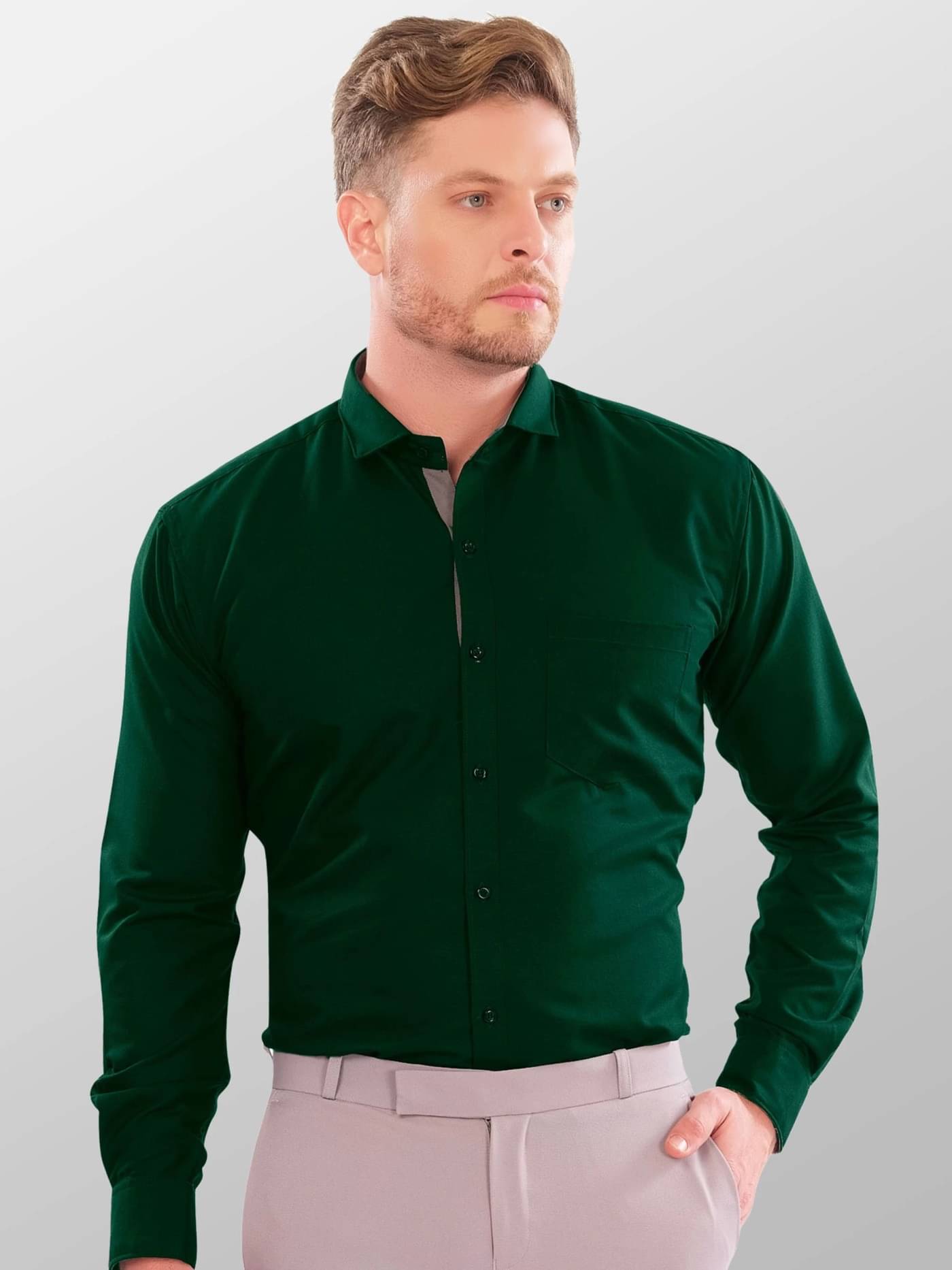     			VERTUSY Cotton Blend Regular Fit Solids Full Sleeves Men's Casual Shirt - Green ( Pack of 1 )