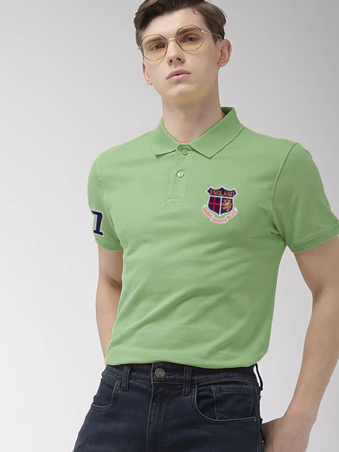 ADORATE Cotton Blend Regular Fit Solid Half Sleeves Men's Polo T Shirt - Green ( Pack of 1 )