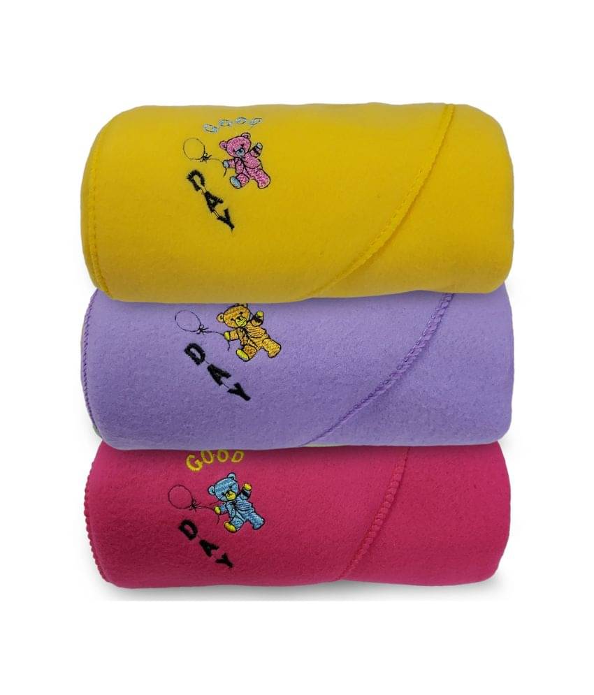     			BELLO TOKO - Multi-Colour Cotton Blend Baby Crib Blanket ( Pack of 3 )