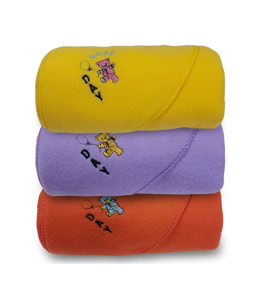     			BELLO TOKO - Multi-Colour Cotton Blend Baby Crib Blanket ( Pack of 3 )