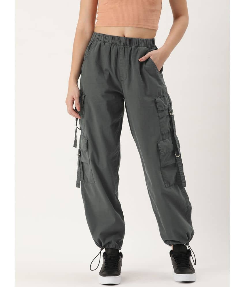 Bene Kleed Women Loose Fit High-Rise Over Dyed Cargo Parachute Trouser - Trousers | Buy online on ZillyBuy