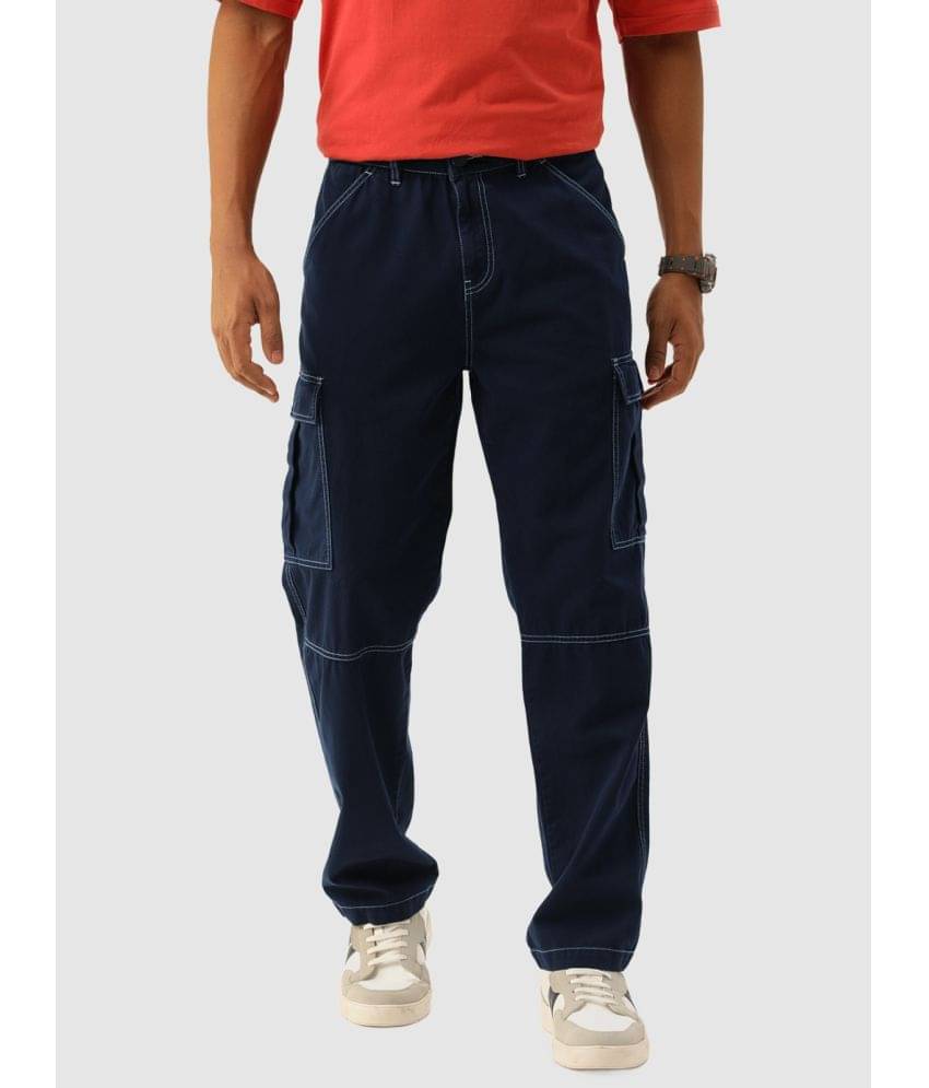     			Bene Kleed Men Relaxed Fit Cotton Cargos Trousers with Contrast stitch