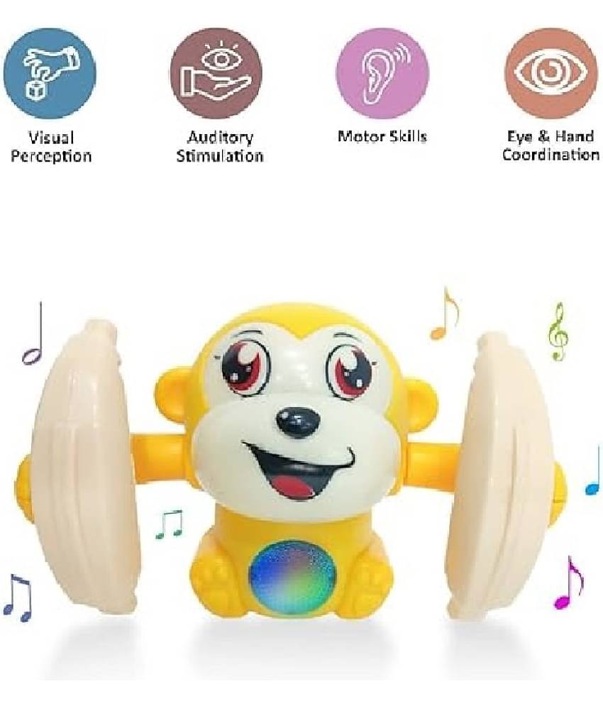 Dancing Monkey Musical Toy for Kids Baby Spinning Rolling Doll Tumble Toy with Voice Control Musical Light and Sound Effects with Sensor