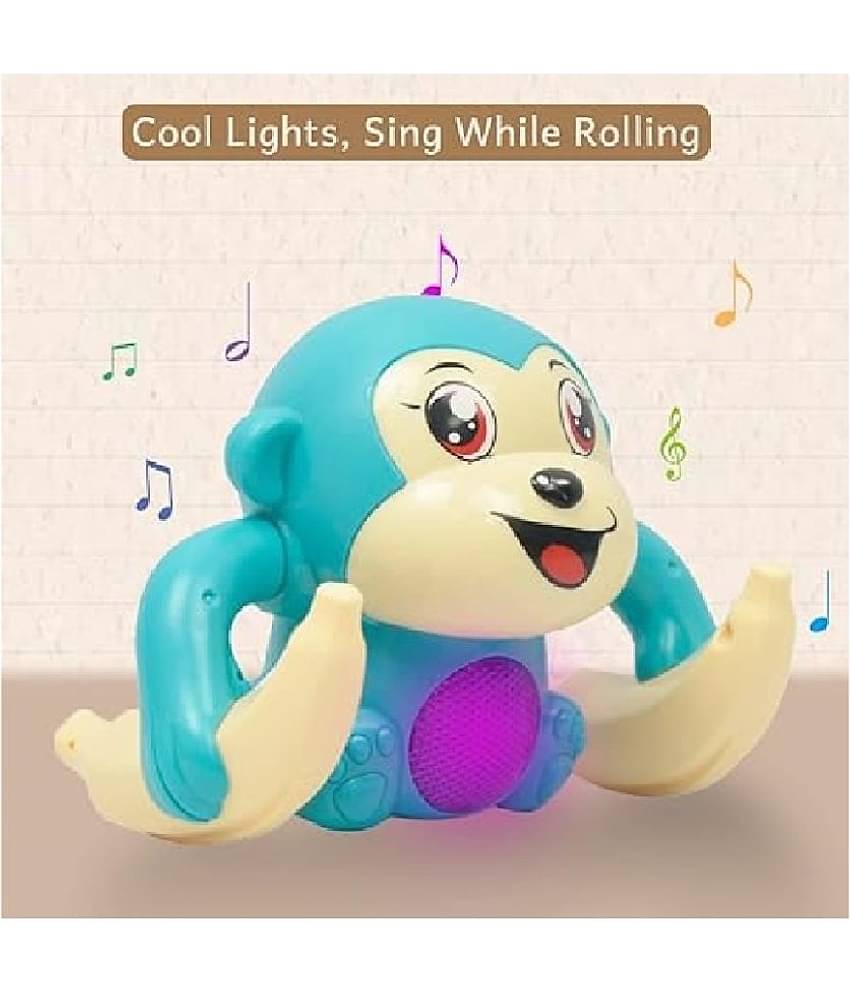 Dancing Monkey Musical Toy for Kids Baby Spinning Rolling Doll Tumble Toy with Voice Control Musical Light and Sound Effects with Sensor