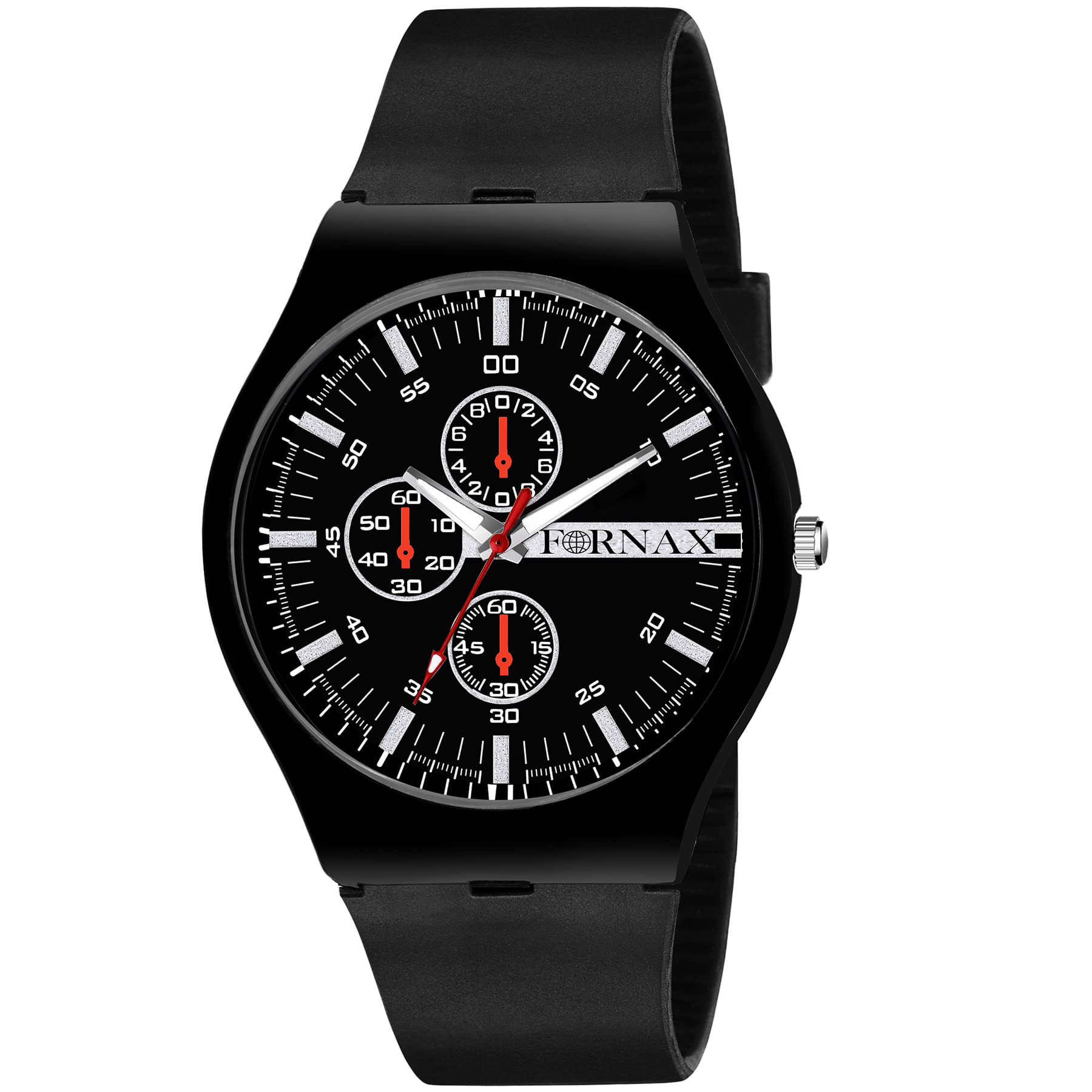     			FORNAX - Black Silicon Analog Men's Watch