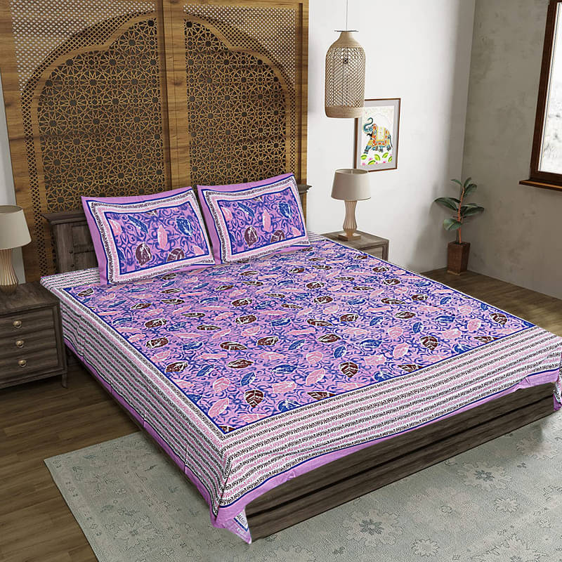     			FrionKandy Living Cotton Double Bedsheet ( Purple )