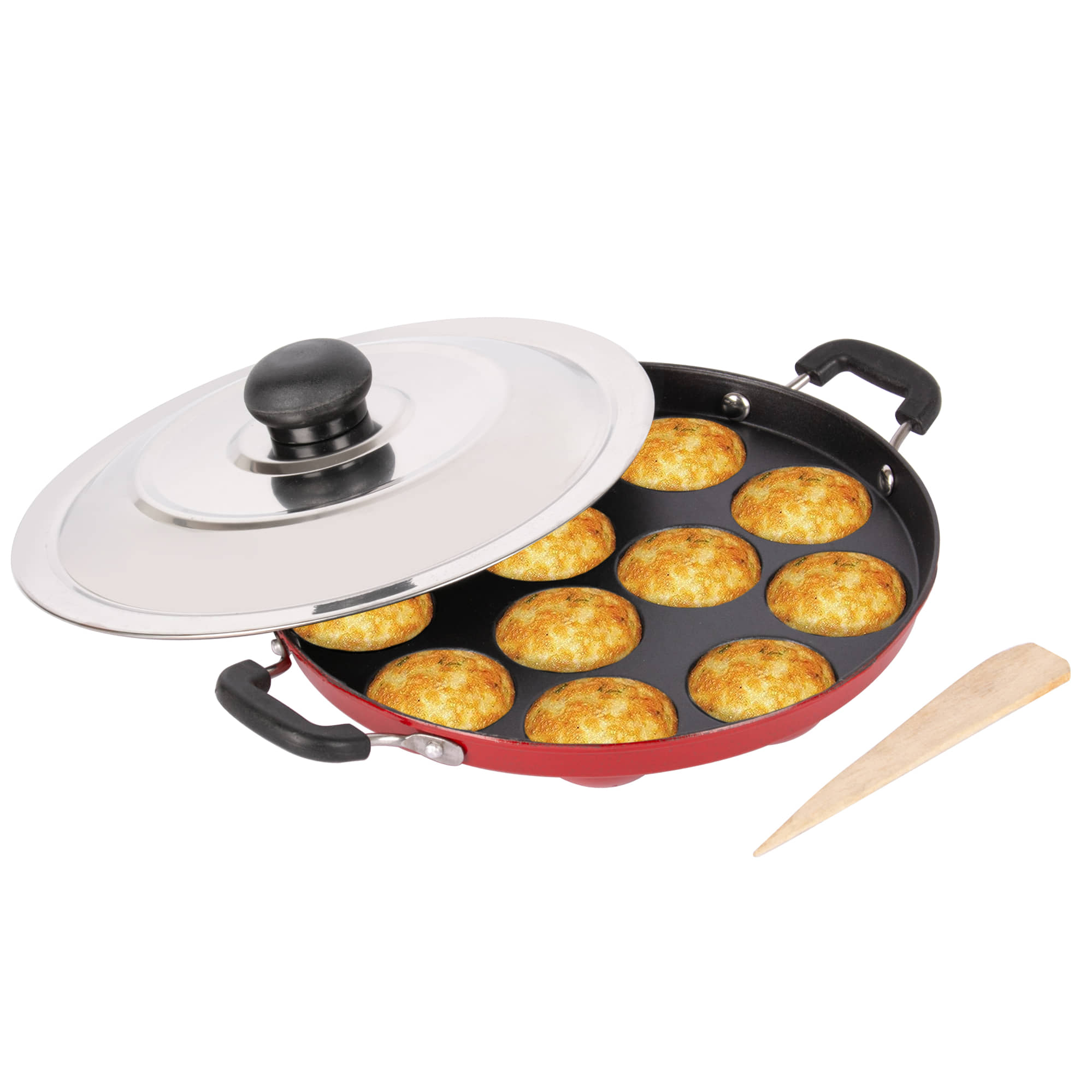 HomePro - Red Appam Aluminium Non-Stick Appam Patra 1200 ml ( Pack of 1 ) - Cookware | Buy online on ZillyBuy