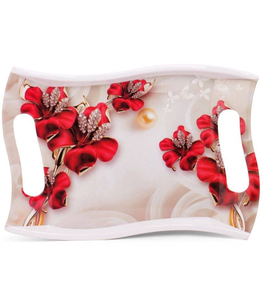     			HomePro - Rose Petals Design Tray Multicolor Serving Tray ( Set of 1 )