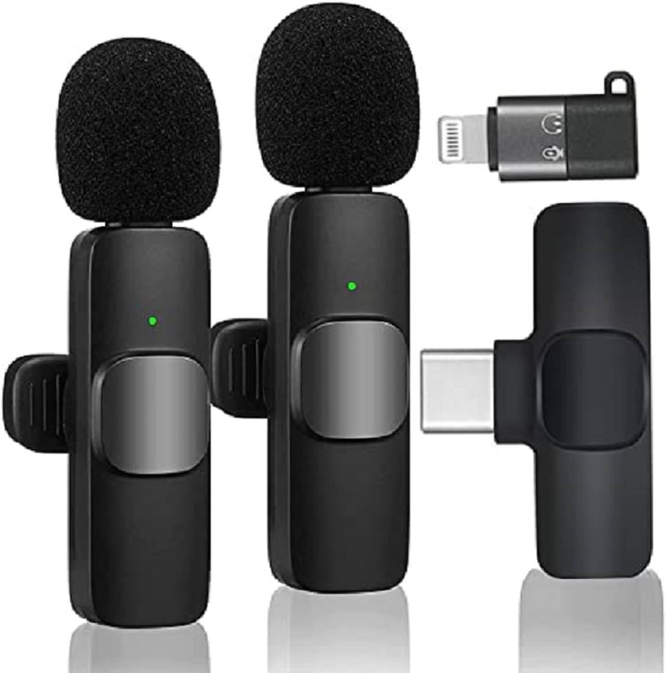     			Hybite  (2 - Mics, 1 Input) Wireless Collar Microphone 2.4G Omnidirectional Cordless Mike for Interview Youtubers Vlogging Video Recording LiveStream Broadcasting Compatible with iOS Devices, Tablets any Type C Ports