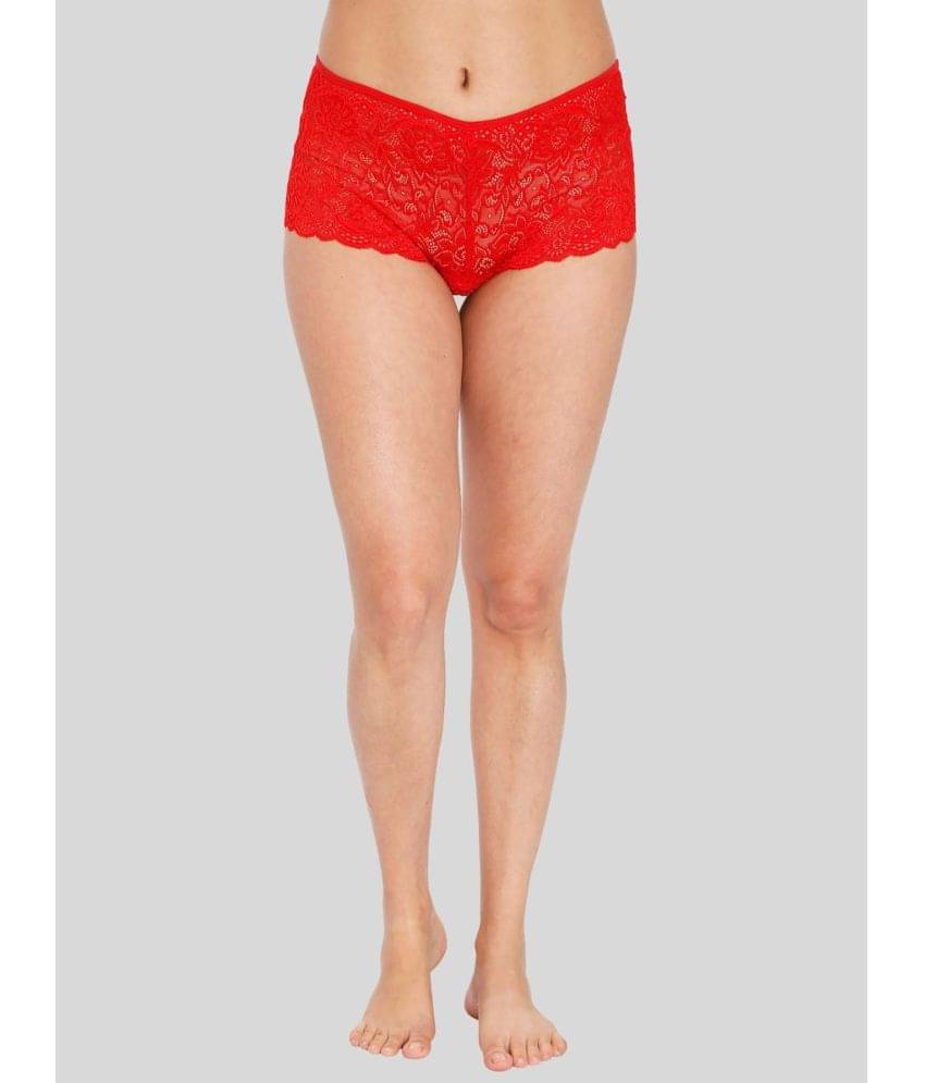 ILRASO Lace Self Design Women's Boy Shorts ( Red ) ILRASO Lace Self Design Women's Boy Shorts ( Red )