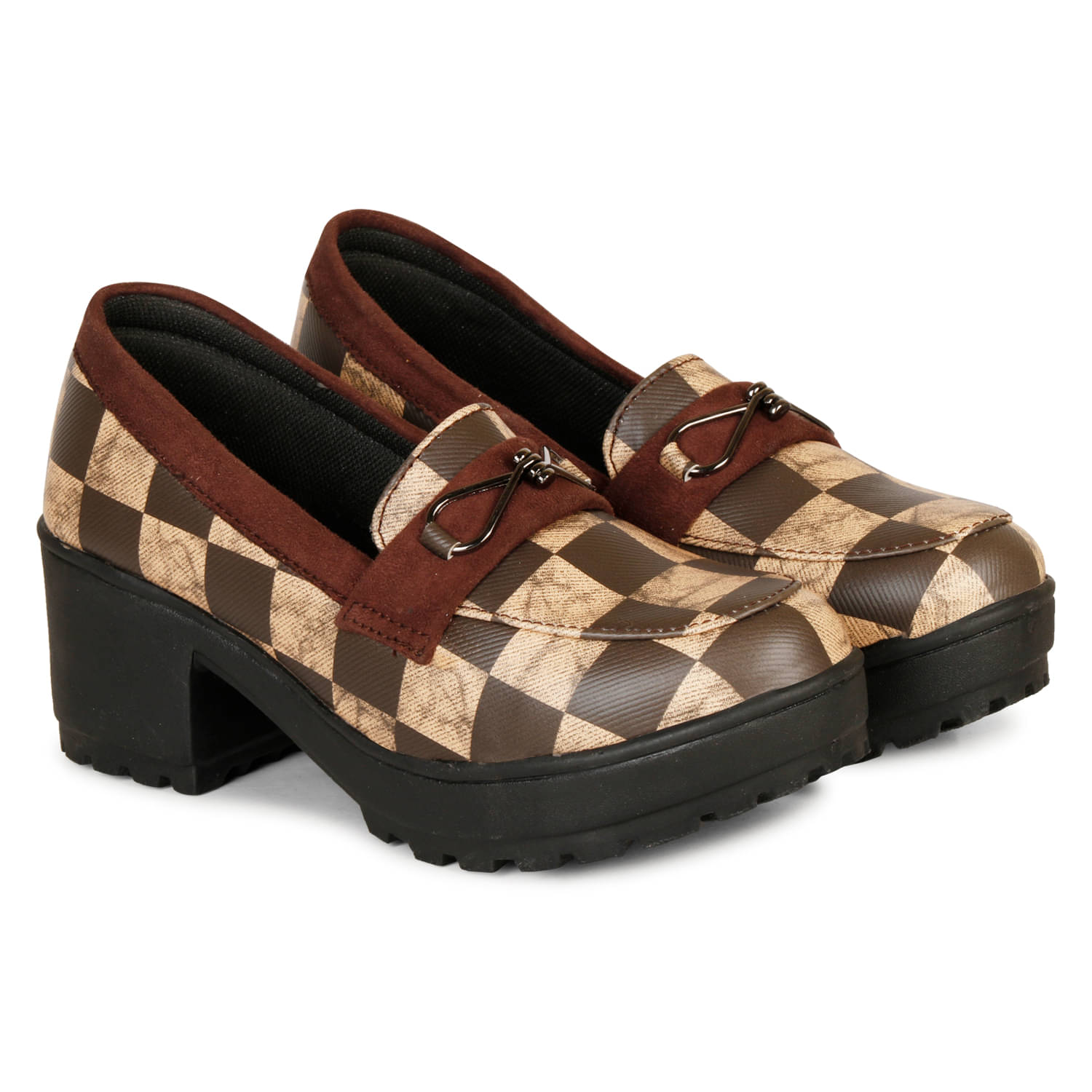     			Ishransh - Brown Women's Slip On Heels