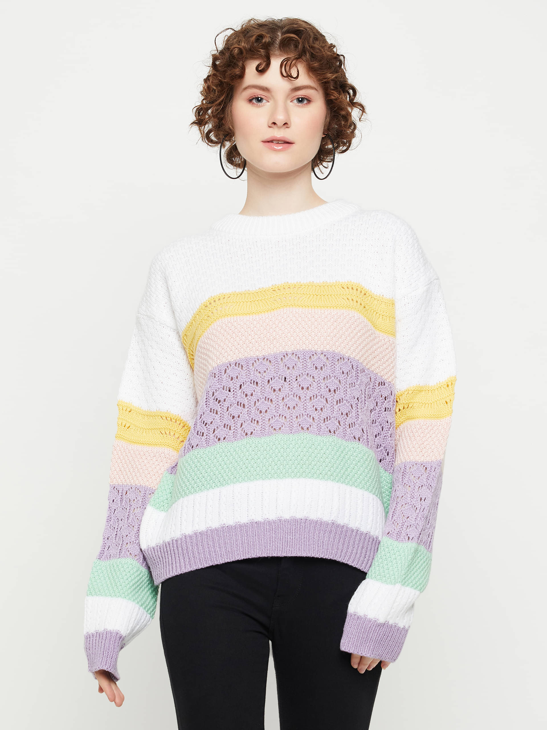 KASMA Acro Wool Round Neck Women's Pullovers - Multi Color ( ) KASMA Acro Wool Round Neck Women's Pullovers - Multi Color ( )