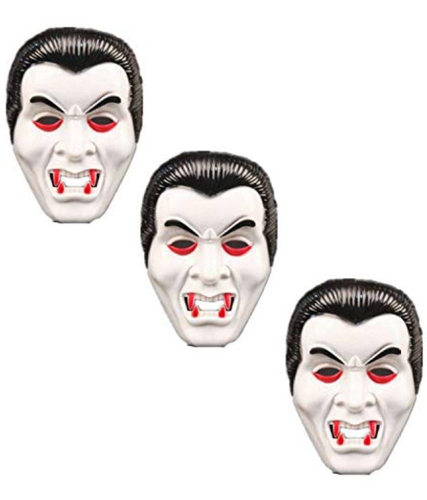     			Kaku Fancy Dresses Vampire Dracula Face For Halloween Costume | Scary Vampire Face For Roleplay, Cosplay For Kids - Pack of 3