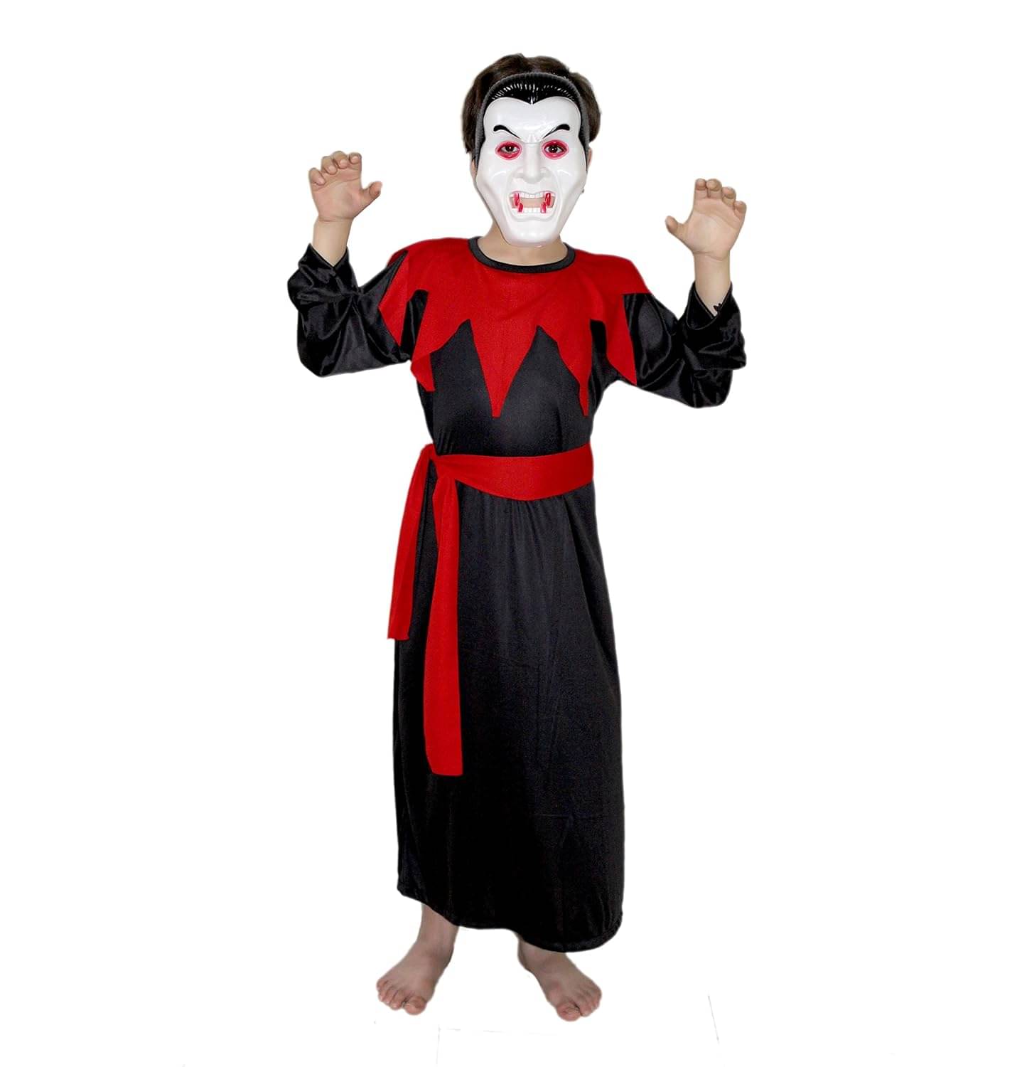     			Kaku Fancy Dresses Vampire Dracula Gown Halloween Costume/California Costume - Black, 10-12 Years, For Boys