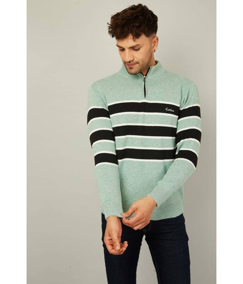     			Kvetoo Acrylic High Neck Men's Full Sleeves Pullover Sweater - Sea Green ( Pack of 1 )