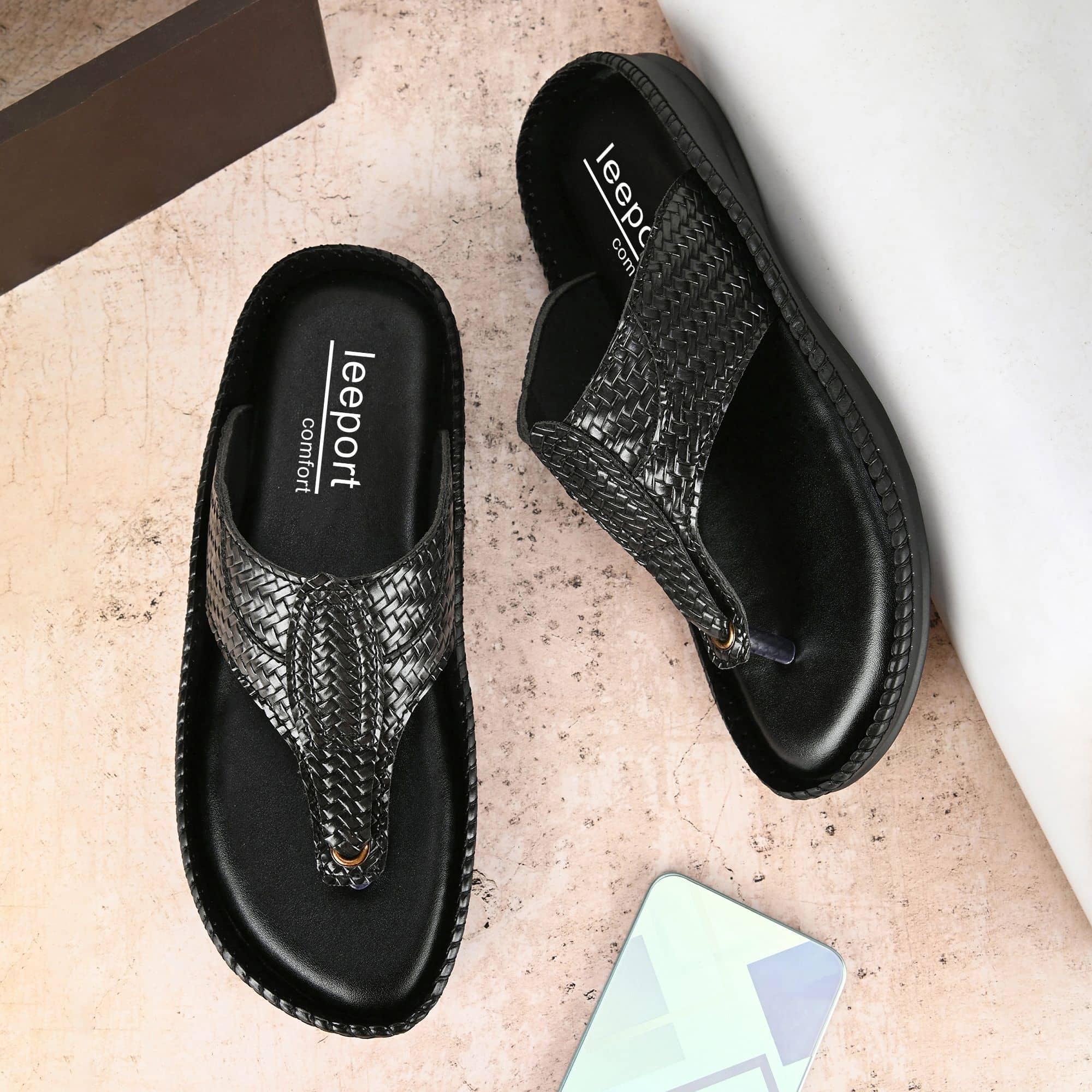 Leeport - Tan Men's Leather Slipper