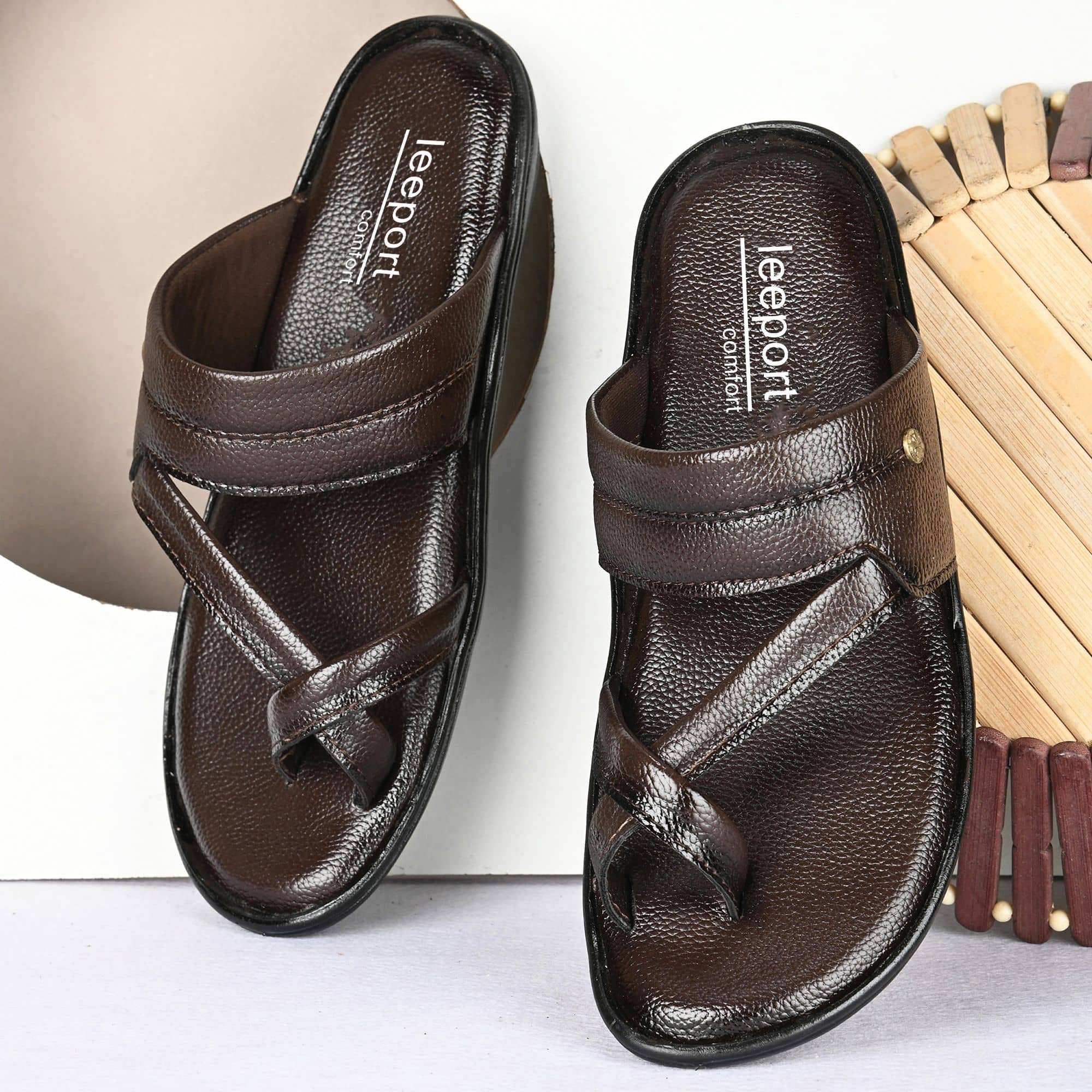 Leeport - Brown Men's Leather Slipper