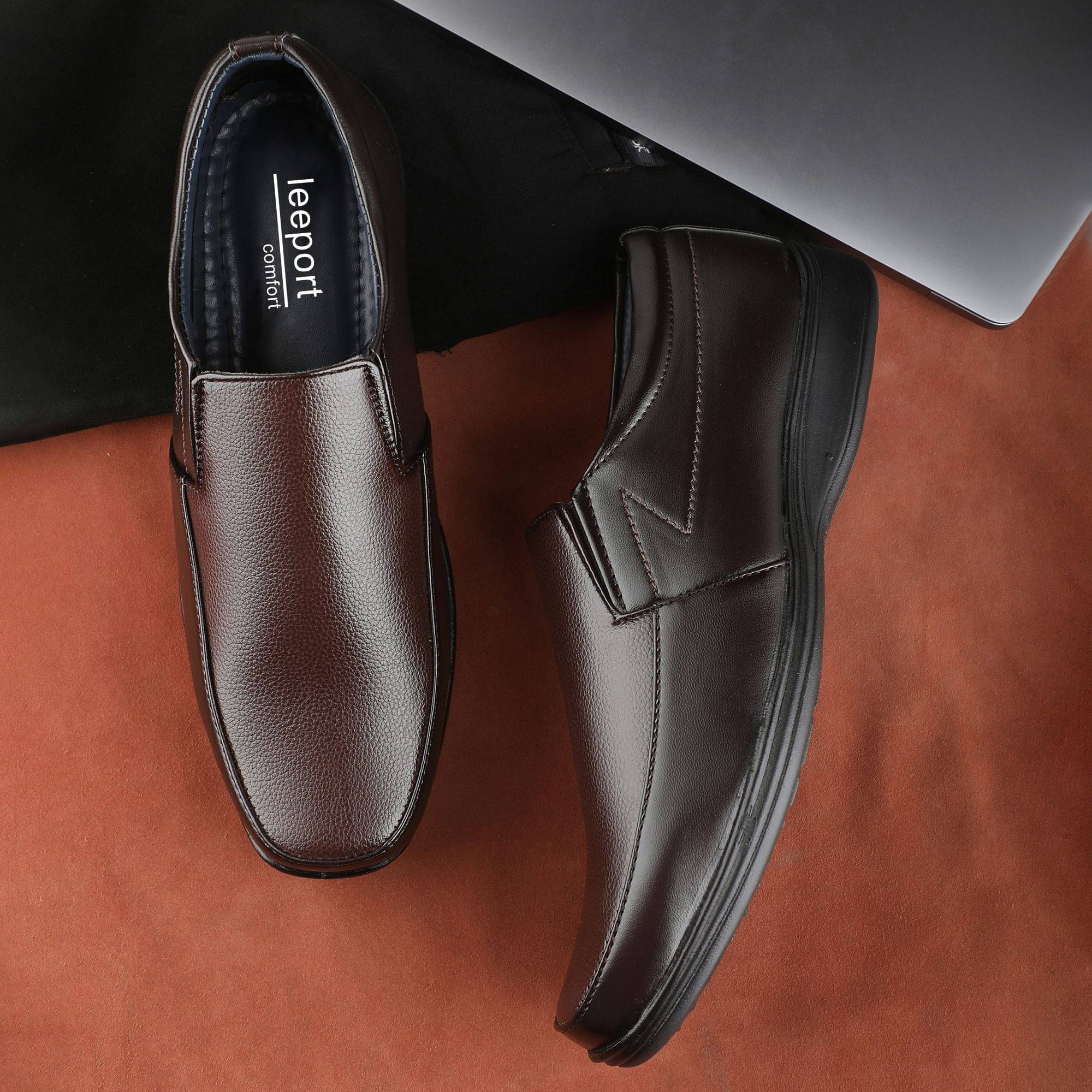 Leeport - Brown Men's Slip On Formal Shoes     			Leeport - Brown Men's Slip On Formal Shoes